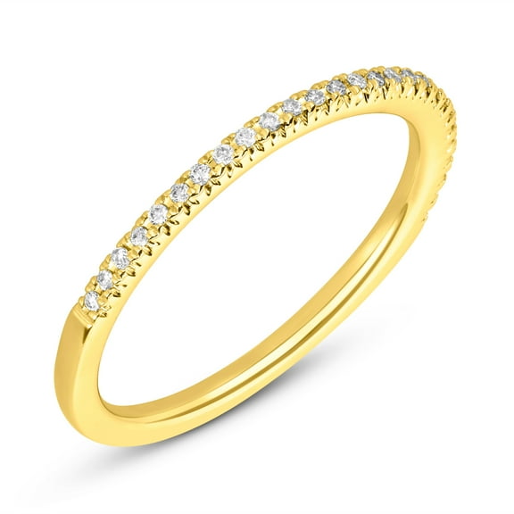 London Fine Jewelry 0.10 CTT.W. Natural Diamond Stacking Ring, Dainty Stackable Ring in Solid 10K Gold (H Color. SI1-SI2 Clarity)