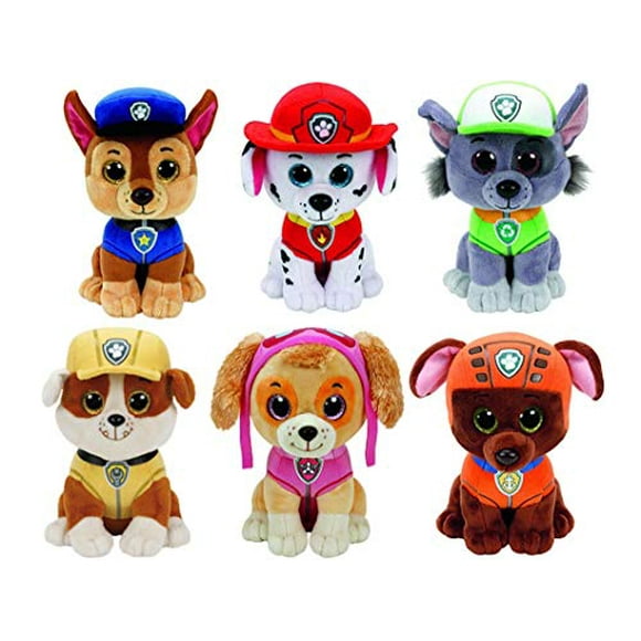 Ty Paw Patrol Beanie Babies - Set of 6! Marshall, Chase, Skye, Rocky, Rubble and Zuma!