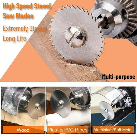 DASAW-Cutting Wheel Set for Drills Rotary Tool, 8Pcs HSS Rotary Drill Saw Blades Steel Saw Disc Wheel Cutting Blades with 1/8" Straight Shank Mandrel, one Screwdriver(Power Tools are not Included)