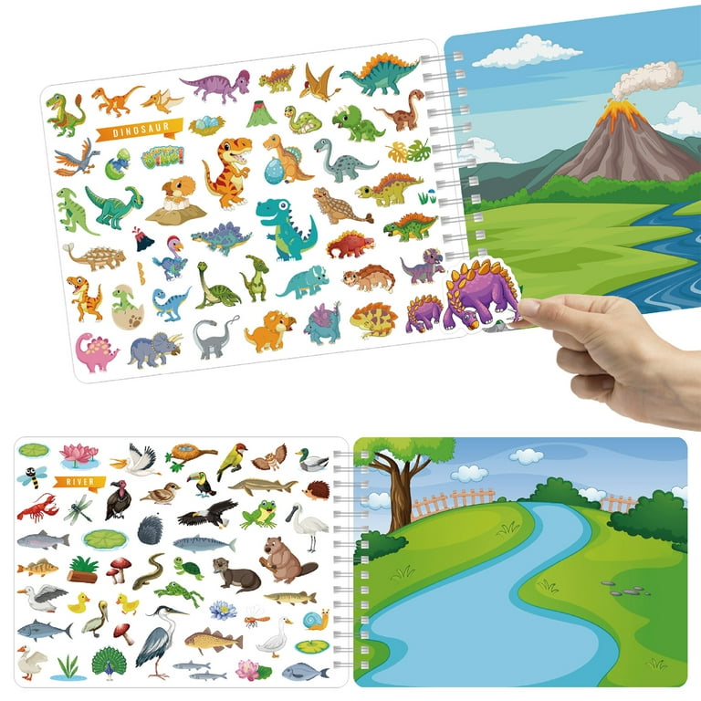 Sticker Books for Kids 2-4, (600+ Stickers & 13 Scenes & 14 Coloring  Pages), Animal Habitats Stickers Coloring Book, Activity Book, Travel  Sticker Books for Boys & Girls 
