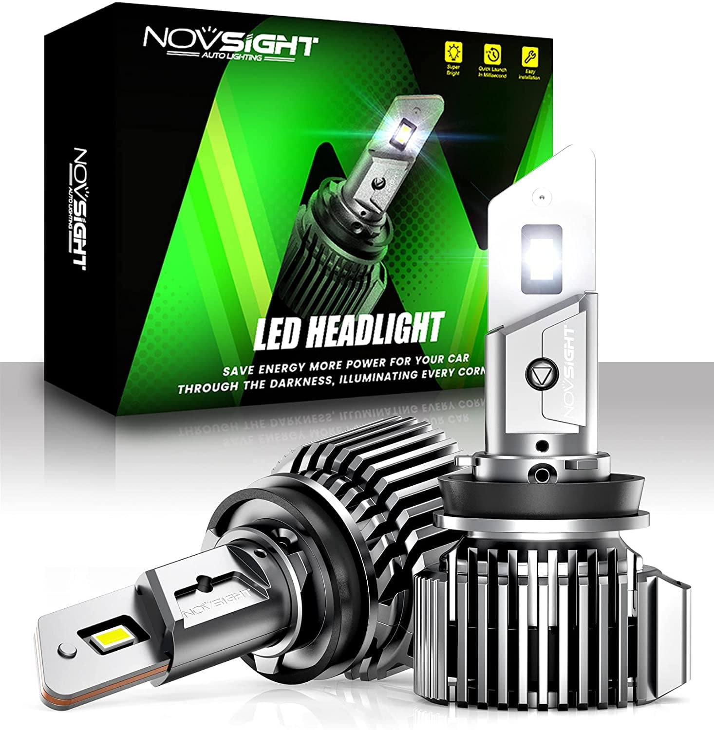 H11 H8 H9 LED Headlights Bulbs 60W 12000LM Kit High/Low Beam 6500K White Light 