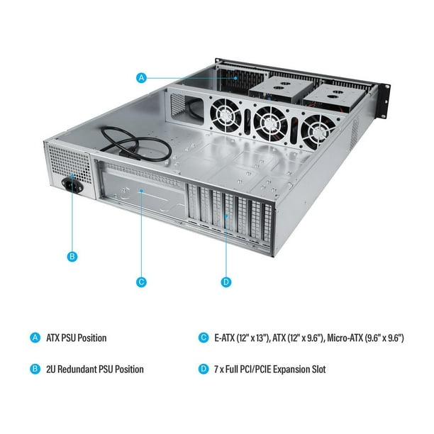 Rosewill 2U Rackmount Server Chassis | Horizontal Full-Size GPU Support | ATX Motherboard Compatible | Supports Up To 6x 3.5" HDD Bays | 5x 80mm PWM Fans | USB 3.2 Type-C | RSV-Z2006