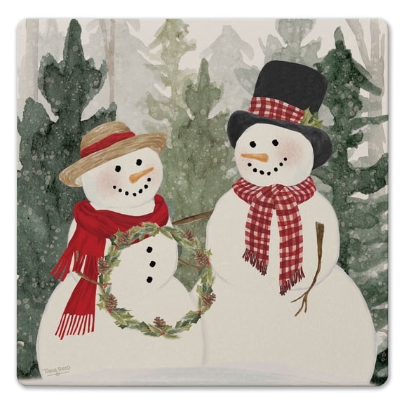 Thirstystone Christmas in the Woods Decorative Cork Backed Stone Trivet 8" Square