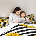 thumbnail image 5 of Homewish Rustic Sunflower Floral Full Size Comforter Sets,Modern Geometric Striped Bedding Comforter Set,Orange White Black Bedding Sets For Teens,Ultra Soft Home Decor Reversible,3pcs, 5 of 8