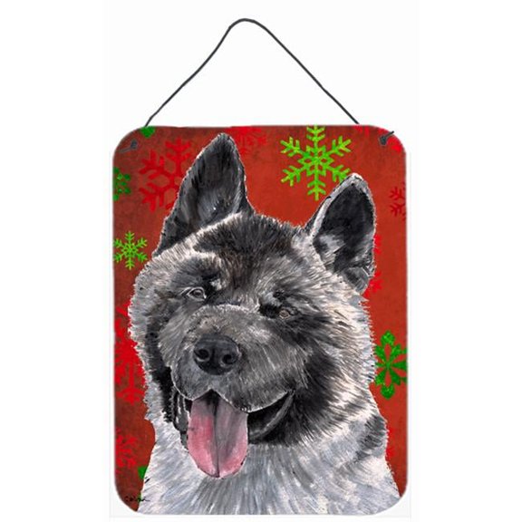 Akita Red Snowflakes Holiday Christmas Wall or Door Hanging Prints