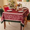 thumbnail image 2 of Christmas Rectangle Tablecloth 60 x 102 Inch, Winter Red Poinsettia and Holly Washable Table Cloth, Xmas Lines Design Table Cover for Dining, Party, Holiday Decor - Red, 2 of 5