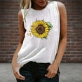 thumbnail image 2 of Pompotops Mode T-shirt Décontracté Sans Manches à Col Rond Imprimé Lettre pour Femmes Été, 2 of 4