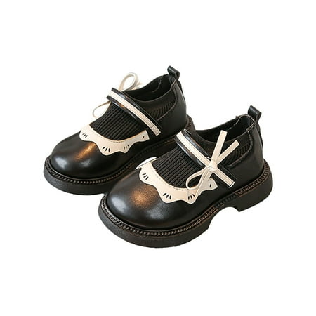

XJZMD Girls Leather Shoes Spring And Autumn Mary Jane Shoes Lace Sock Boots Children s Black Soft Soled Leather Shoes Girls Sandals 4.5 Years-5 Years