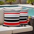 thumbnail image 2 of 2 Pack Outdoor Waterproof Throw Pillow Covers,Red Black Grey Stripes Decorative Square Pillow Case Patio Pillowcases for Chair Couch Sofa 16x16in, 2 of 9