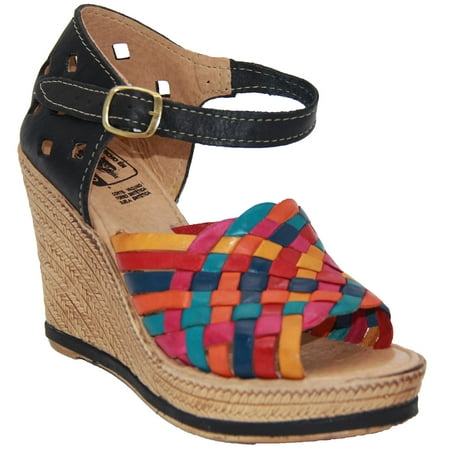 

The Western Shops Womens Leather Mexican Huarache Sandal Wedge Platform Sandals