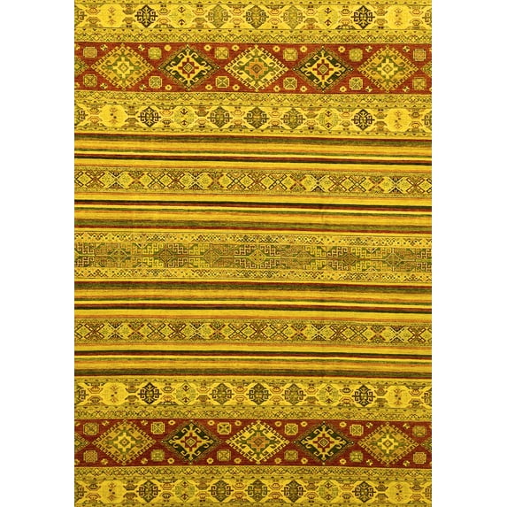 Ahgly Company Indoor Rectangle Abstract Yellow Modern Area Rugs, 7' x 10'