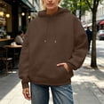 thumbnail image 4 of OSOLU Women's Oversized Hoodies Sparkly Rhinestone Wing Decor Back Long Sleeve Casual Sweatshirts Coffee, 4 of 6