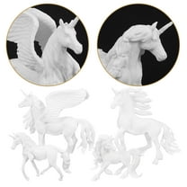 ibasenice 4Pcs Unicorn Diy Craft Material With White Unicorn Shaped Figurines For Kids Who Like Crafts