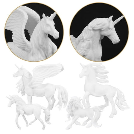 ibasenice 4Pcs Unicorn Diy Craft Material With White Unicorn Shaped Figurines For Kids Who Like Crafts