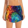 thumbnail image 2 of Yiaed Colorful Parrot Jungle Dream Print Women's Running Shorts with Liner 3 Zipper Pockets Elastic Workout Athletic Gym Yoga Shorts-, 2 of 7