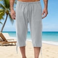 thumbnail image 2 of CHUMUD Men's Cotton Linen Shorts Relaxed Fit Elastic Waist Shorts Stretchy Capris Summer Casual with Pockets, 2 of 7