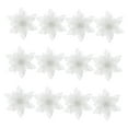 thumbnail image 4 of Homoyoyo 12Pcs White Iridescent Poinsettia Flowers Artificial Christmas Decorations Indoor Floral Arrangement, 4 of 8