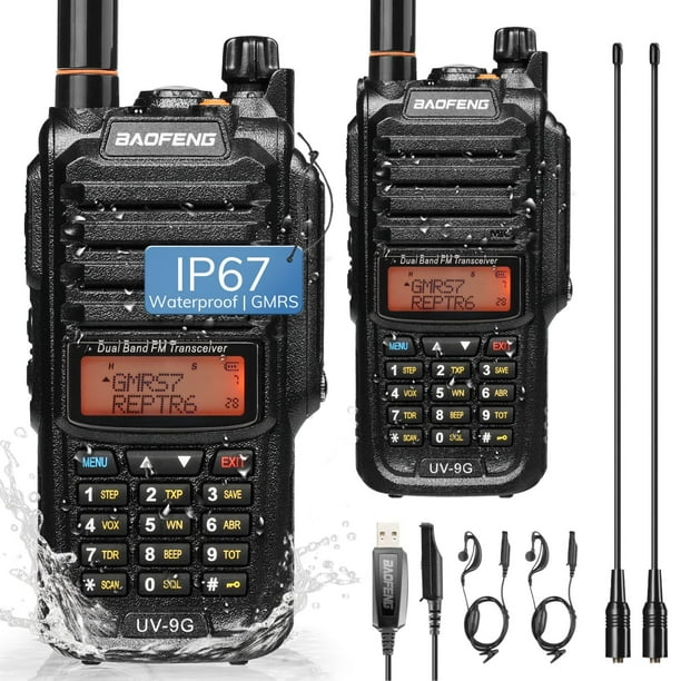 Radio GMRS BAOFENG UV-9G IP67, impermeable, paquete de 2 unidades con accesorios
