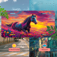 thumbnail image 5 of 1 Pcs 2D Flat License Plate Covers & Frames, A Horse in a Flower For Decorative Front, Waterproof For Decoration Aluminum License Plate Covers & Frames Cover For Men Women, 12" X 6", 5 of 7