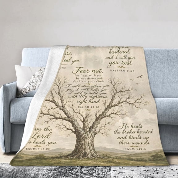 Christian Healing Prayer Blanket Gift Throw Blanket Faith Tree Inspirational Gift for Women Men Family 50x40