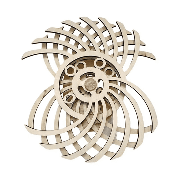 Handmade Retro Dynamic Sculpture Wall Art Wooden Windmill Reverse Statue for Living Room Home Decoration B