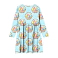 thumbnail image 4 of Vestido de manga larga con cuello redondo para niñas, vestido elástico de manga larga, corte A, estilo patinador con volantes, vestido de recital escolar, vestido de manga larga con cuello redondo par, 4 of 6