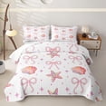 thumbnail image 2 of spefrowx Pink Pearl Bow Bed Spread Queen for Girls, Flower Seashell Starfish Queen Coverlet Set, 3 Pieces, 2 of 7