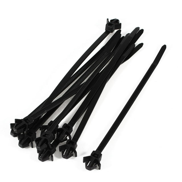 10 Piezas de Bridas de Nylon Negras Ajustables para Automóvil, Longitud de 142 mm