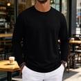 thumbnail image 2 of Delconic Men's Long Sleeve Shirt with Pocket Cotton Crew Neck Shirts Casual Lightweight T-Shirt Black L, 2 of 9