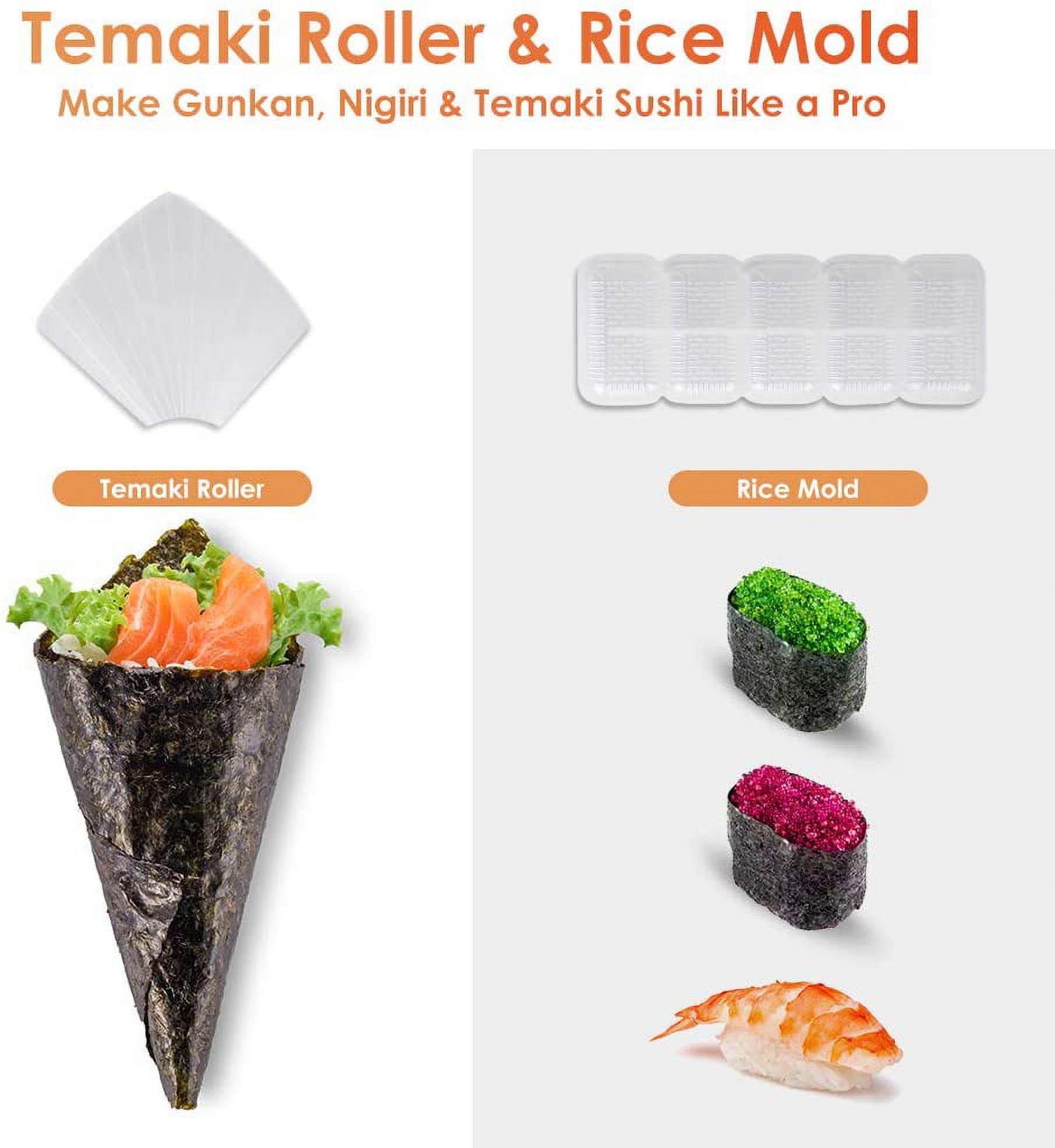 Delamu Sushi Making Kit, Upgrade 22 in 1 Sushi Maker Bazooker Roller Kit  with Bamboo Mats, Chef's Knife, Triangle/Nigiri/Gunkan Sushi Rice Mold,  Chopsticks, Sauce Dishes, Rice Spreader, User Guide - Yahoo Shopping