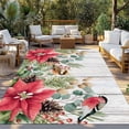 thumbnail image 2 of Christmas Outdoor Rug for Patio/Deck/Porch, Non-Slip Large Area Rug 4 x 6 Ft, Winter Poinsettia Berry Farmhouse Wooden Grain Indoor Outdoor Rugs Washable Area Rugs, Camping Rug Carpet Runner, 2 of 8