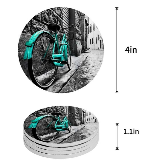 FMSHPON Merry Christmas Santa Claus Set of 6 Round Coaster for Drinks, Absorbent Ceramic Stone Coasters Cup Mat with Cork Base for Home Kitchen Room Coffee Table Bar Decor