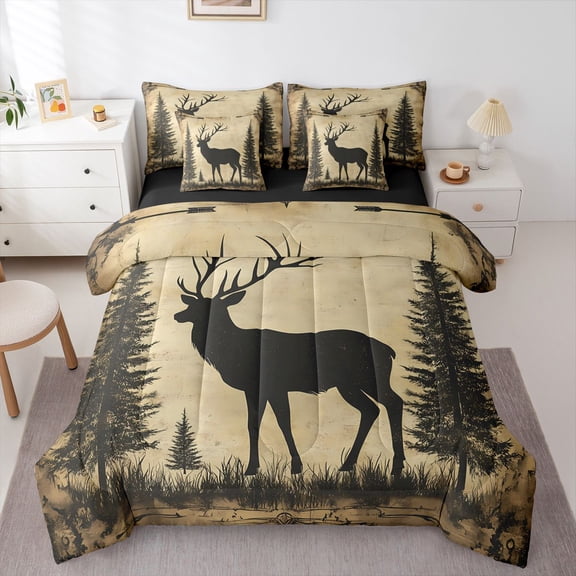 Castle Fairy Teens Animal Deer Twin Bedding Sets,Jungle Wildlife Bedding Comforter Set