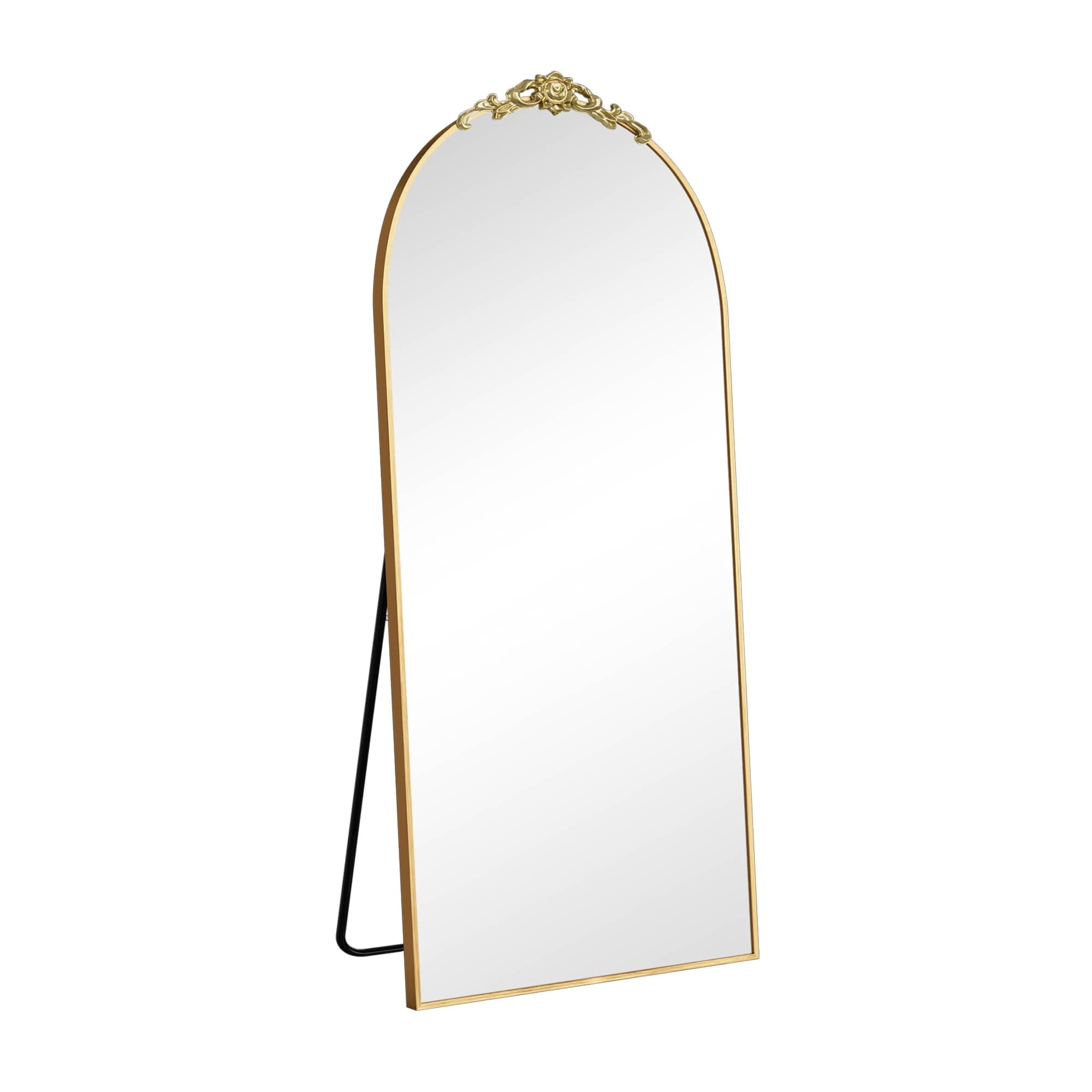 MAYEERTY 71"x31" Aluminum Alloy Full-length Mirror ,Thin Edged Arched Mirror for Bathroom with Bracket, Gold