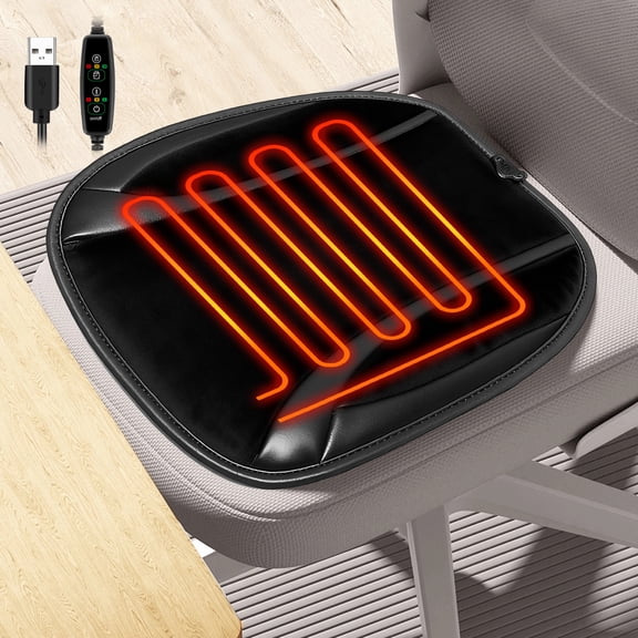 USB Heated Car Seat Cover,  Winter Seat Warmer, Universal USB Heated Seat Cushion for Office Chair Truck Car SUV Outdoor Stadium Wheelchair,  Car Seat Heater with 3 Heaitngs &  Auto-Off Timers