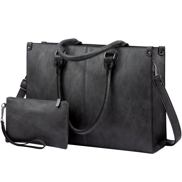 Bolsa para portátil LOVEVOOK para mujer de cuero vintage de 15.6 pulgadas