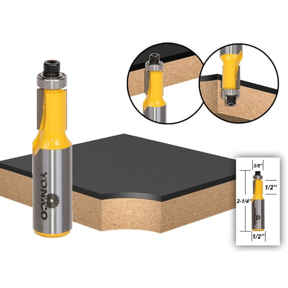 1/2" Height X 3/8" Diameter Flush Trim Router Bit - 1/2" Shank - Yonico 14144