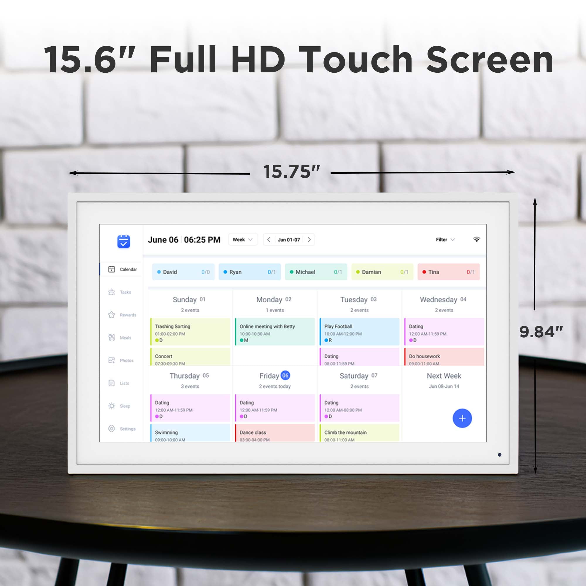 Proscan  15.6" All-in-One Smart Family Calendar Frame – Digital Chore Chart, To-Do List Organizer, Meal Planner, Cloud Photo Storage, Full HD Touchscreen