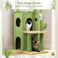 thumbnail image 4 of Cactus Cat Tree Tower for Indoor Cats, 50-inch Adult Cat Tree House for Large Adult Cats with Steps, Scratching Post, 2 Cat Caves, Dangling Toys, FC50, Green, 4 of 14