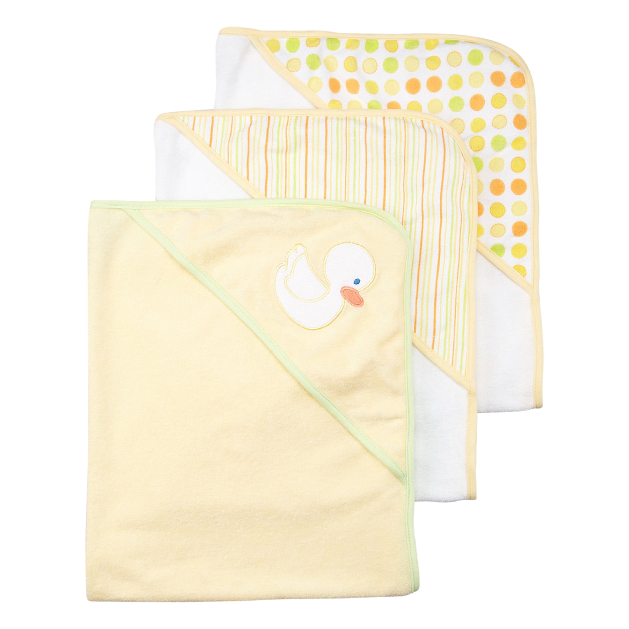 Spasilk Baby 3 Pack Soft Terry Hooded Towel Set for Newborn Boys and Girls, Yellow Duck