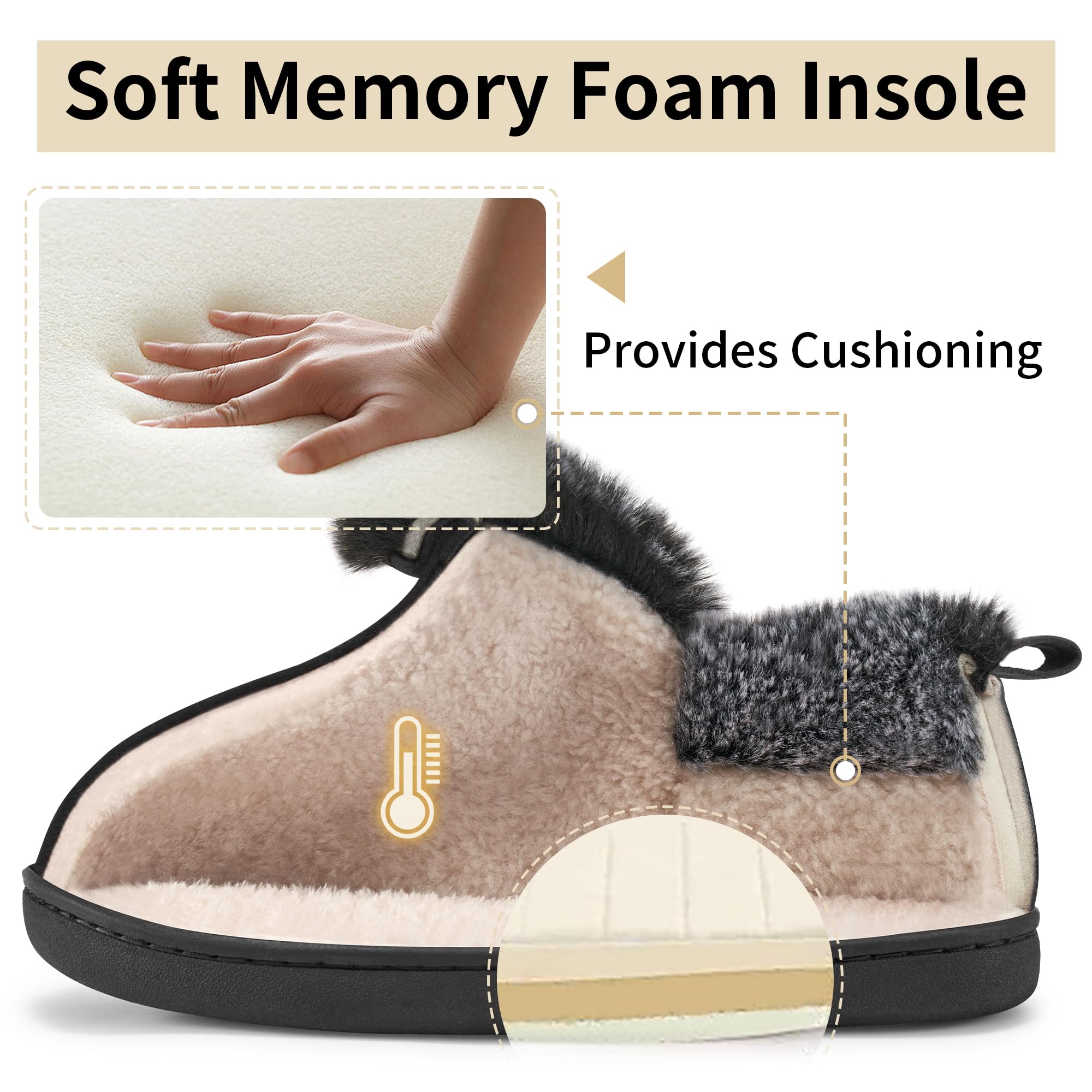 Ecetana Women's Fuzzy Memory Foam Closed Back Slippers photo 3