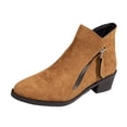 thumbnail image 1 of asddcavvf Ladies Fashion Retro Leopard Pattern Suede Pointed Zipper Thick Heel Ankle Boots, 1 of 8