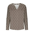 thumbnail image 6 of Long Sleeve Shirts for Women, Long Sleeve Womens Tops Dressy Polka Dot Graphic V Neck T Shirts Loose Fit Button Three Quarter Work Blouse, 6 of 7