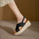 thumbnail image 5 of Zapatos de moda para mujer Plataforma Punta abierta Sandalias de cuña antideslizantes Correa cruzada Boca de pescado Sandalias de cuerda de cáñamo Wmkox8yii nm4660, 5 of 9