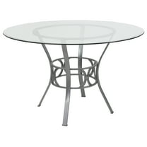 Flash Furniture Carlisle 48'' Round Glass Dining Table with Silver Metal Frame