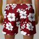 thumbnail image 3 of Pantalones Cortos de Cintura Elástica de los Hombres Hawaiian Floral Print Casual, Pantalones de Baño Ligeros de Cuatro Lados, 3 of 5