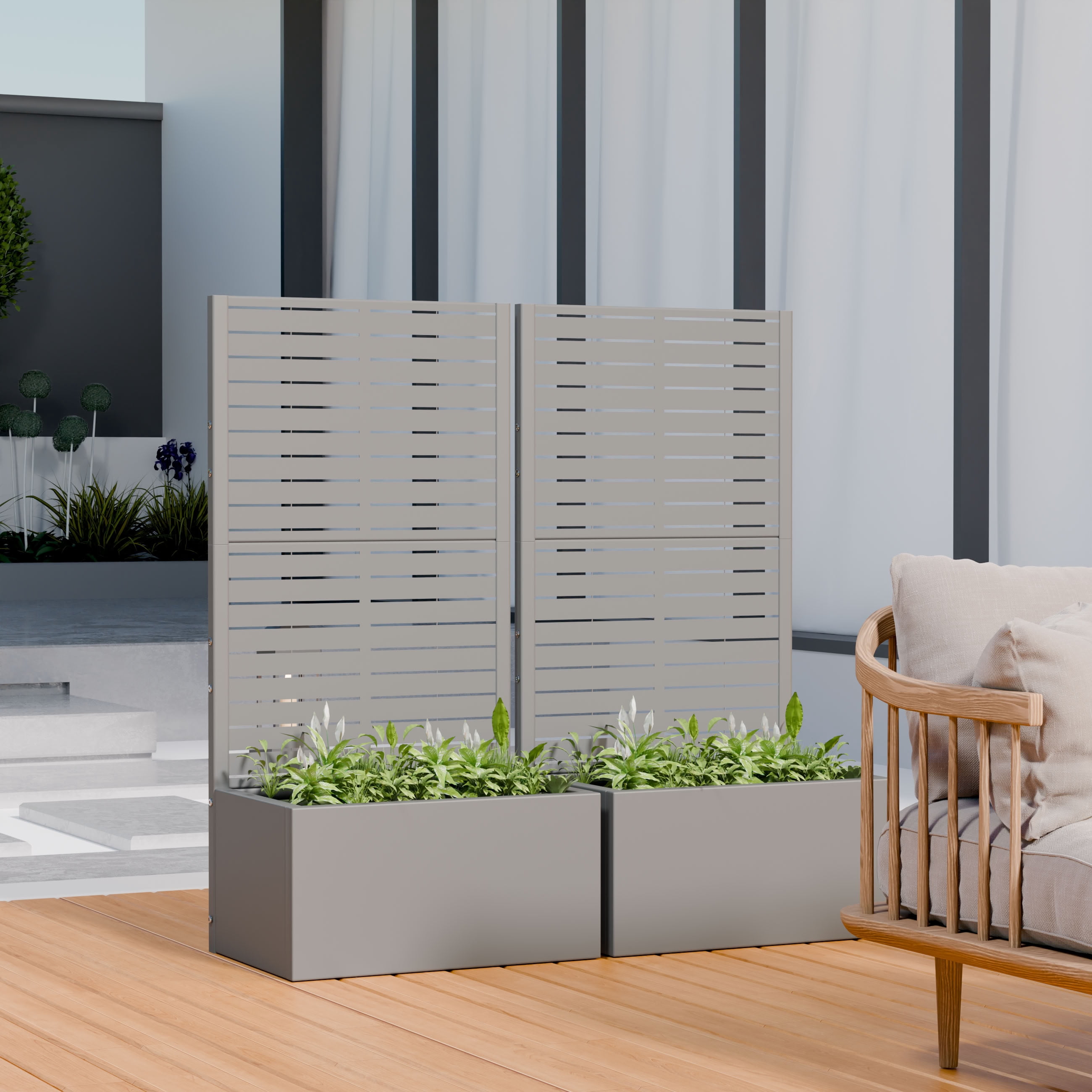 MAYEERTY 59*30in Outdoor Metal Planter Box, Removable Outdoor Planter, Portable Garden Planter Box for Balcony, Garden, Yard