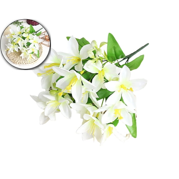 Artificial Lily 18 Heads Fake Lily Artificial Flower for Wedding Party Decor, Bouquet for Home Hotel Office Garden Craft Art Decor
