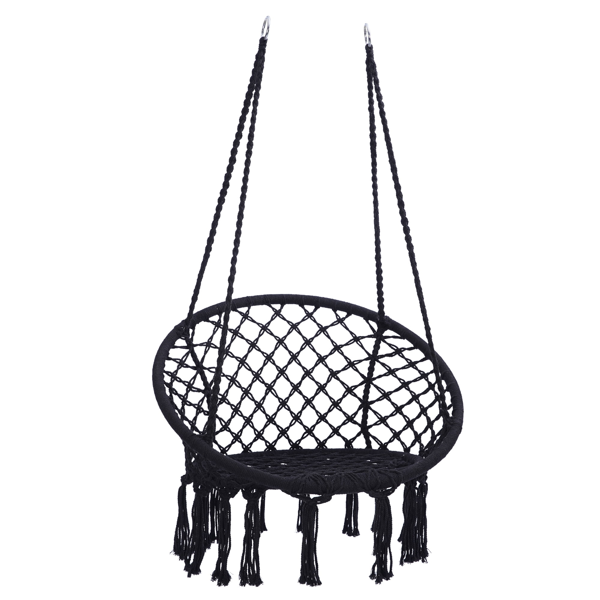 Yoneston Bahia Macrame Hammock Chair Rope Boho Hanging Swing Chair for Outdoor Indoor, Black