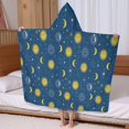 thumbnail image 5 of Blue Sun Moon Star Pattern Hooded Bath Towel，60"x35" for Ages 3 To 12 Kids, Quick Dry Lightweight Soft Microfiber Hood Beach Towel Cover Up for Kids, 5 of 7